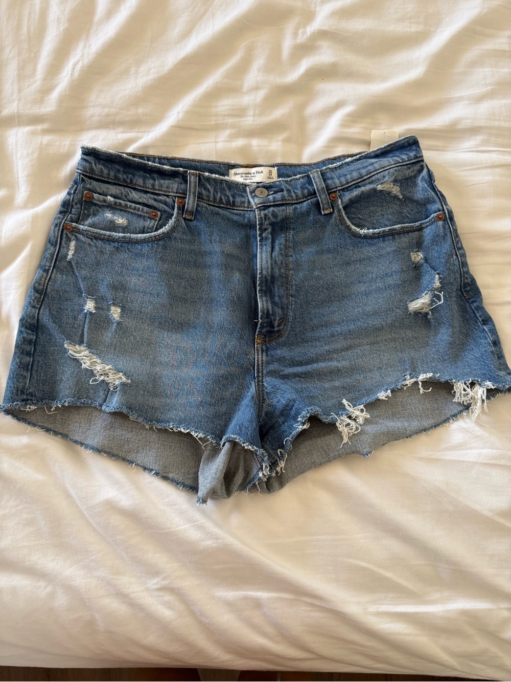 Abercrombie & Fitch Distressed Denim Cutoff Shorts - Medium Blue